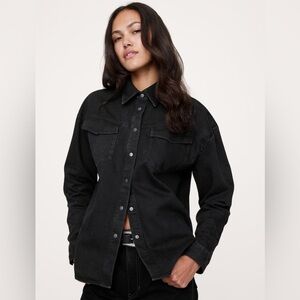 NWT Banana Republic Denim Western Black Wash Shirt Sz S/Petite (#827173)